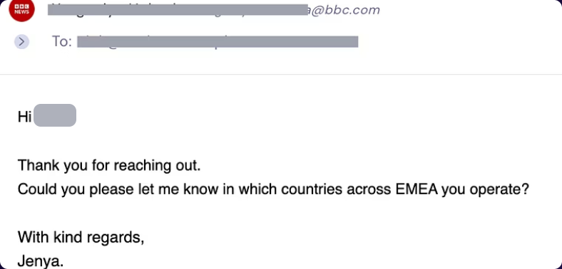 Reply from the BBC