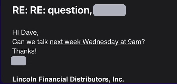 Reply from Lincoln Financial