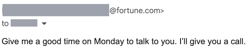 Reply from Fortune