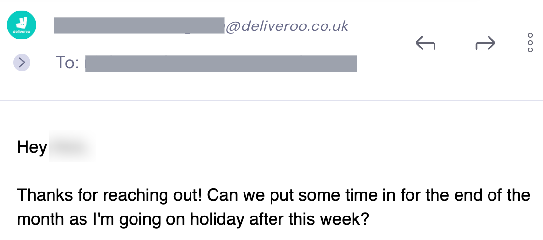 Reply from Deliveroo